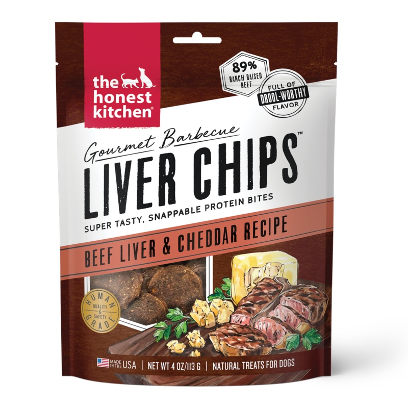 The Honest Kitchen Barbecue Liver Chips Dog Treats – Beef – 4oz Pouch