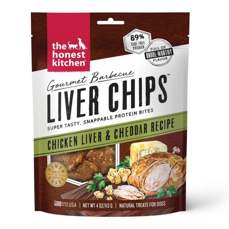 The Honest Kitchen Barbecue Liver Chips Dog Treats – Chicken – 4oz Pouch
