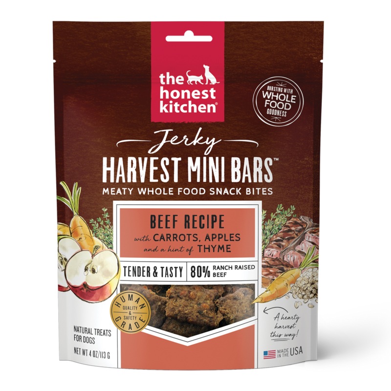 The Honest Kitchen Jerky Harvest Mini Dog Treats – Beef – 4oz Pouch