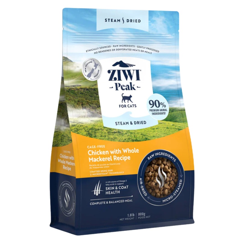 Ziwi Peak Dried Cat Food –  Chicken & Whole Mackerel – 1.8lb Bag