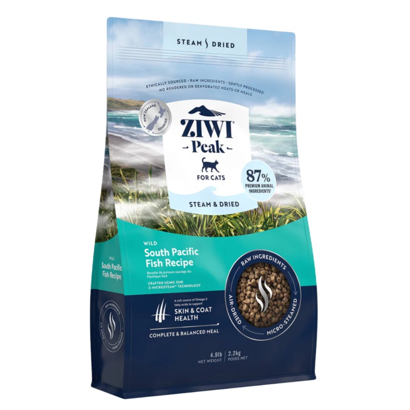 Ziwi Peak Steam-Dried Cat Food  South Pacific Fish Recipe – 4.9lb Bag