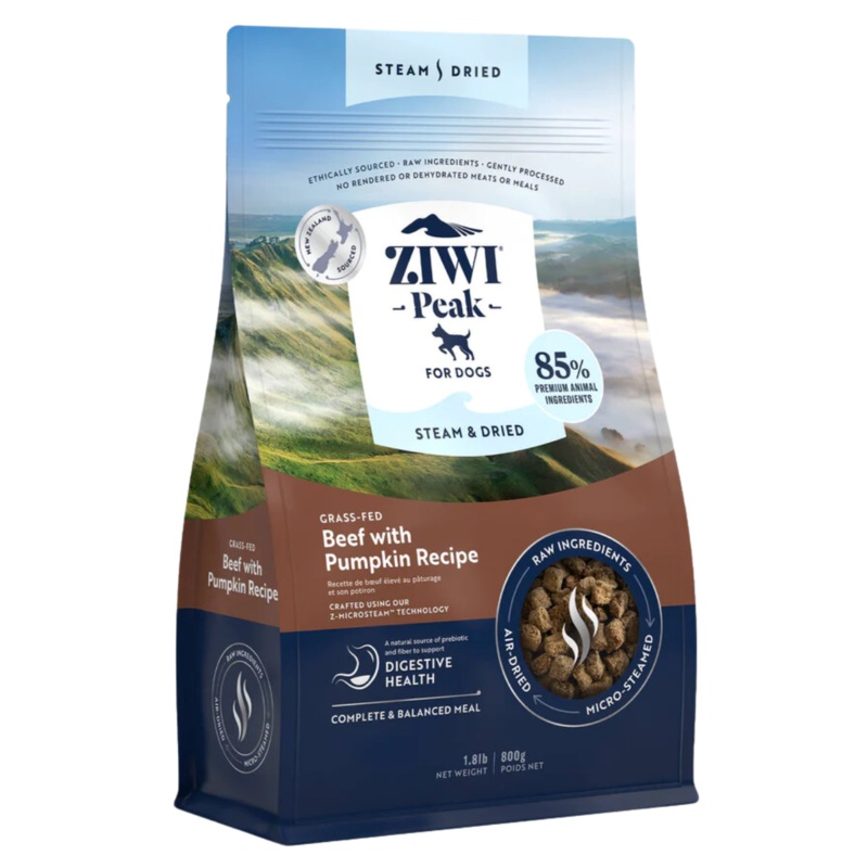 Ziwi Peak Steam-Dried Dog Food – Beef & Pumpkin – 1.8lb Bag