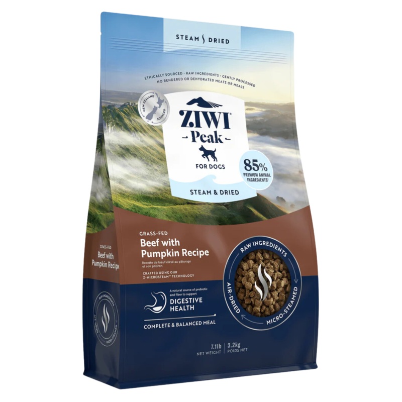 Ziwi Peak Steam-Dried Dog Food – Beef & Pumpkin – 7.1lb Bag