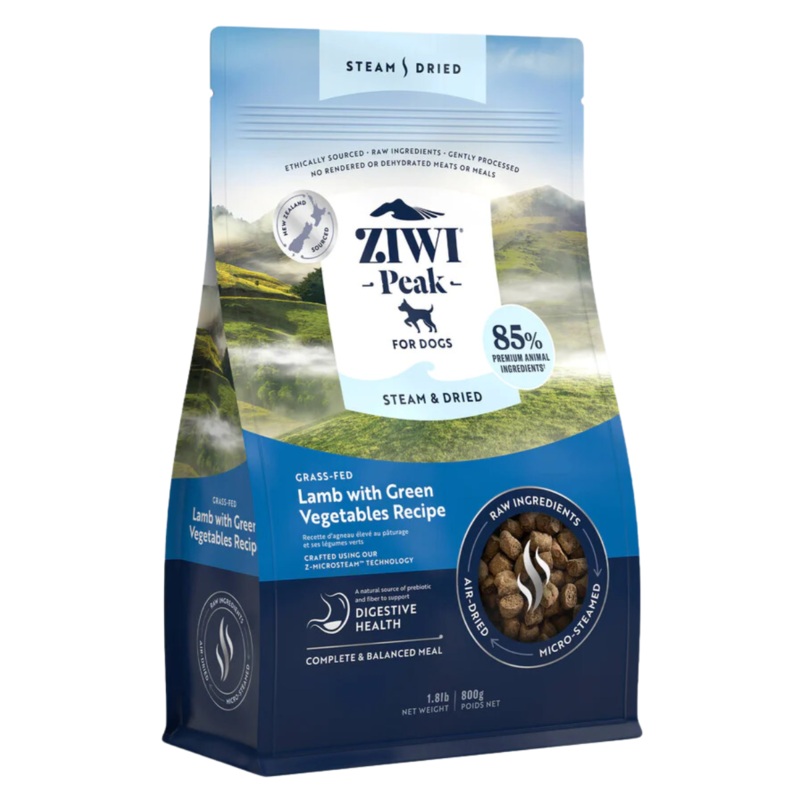 Ziwi Peak Steam-Dried Dog Food – Lamb & Green Vegetables – 1.8lb Bag