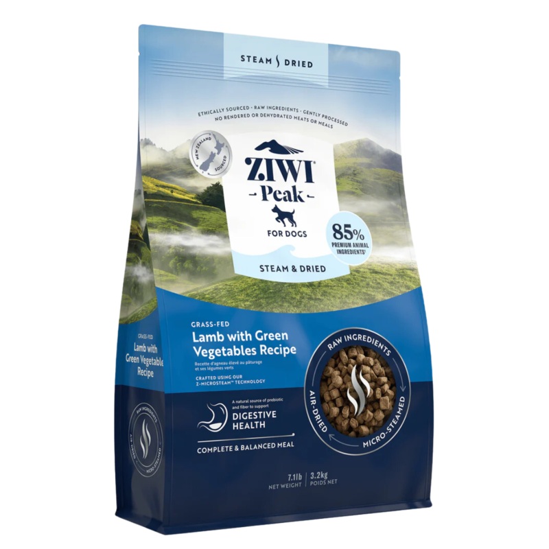 Ziwi Peak Steam-Dried Dog Food – Lamb & Green Vegetables – 7.1lb Bag