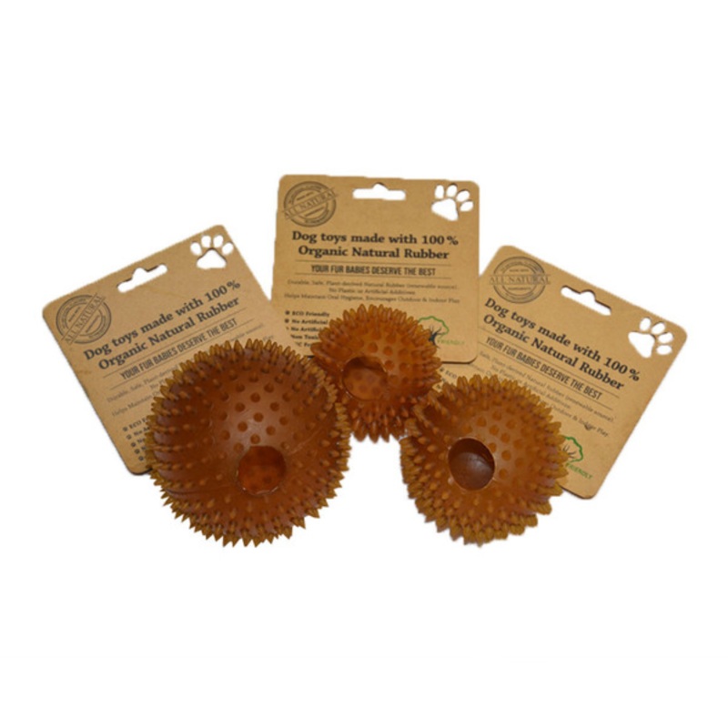 IndiPets 100% Organic Rubber Star Ball with Hole Dog Toy 4