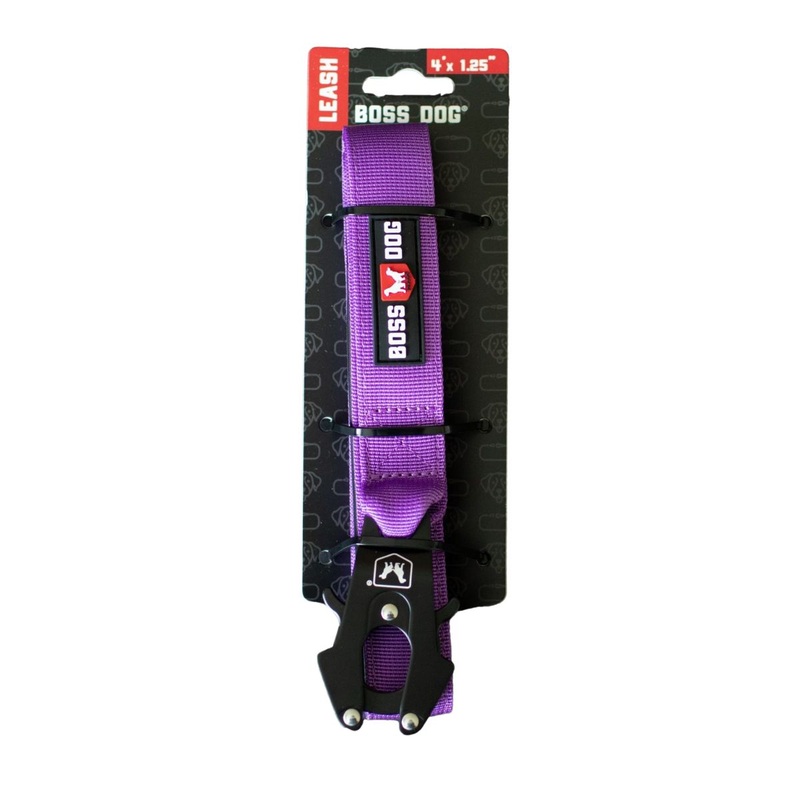 Boss Dog Solid Purple Tactical Dog Leash 4′ x 1.25 Wide