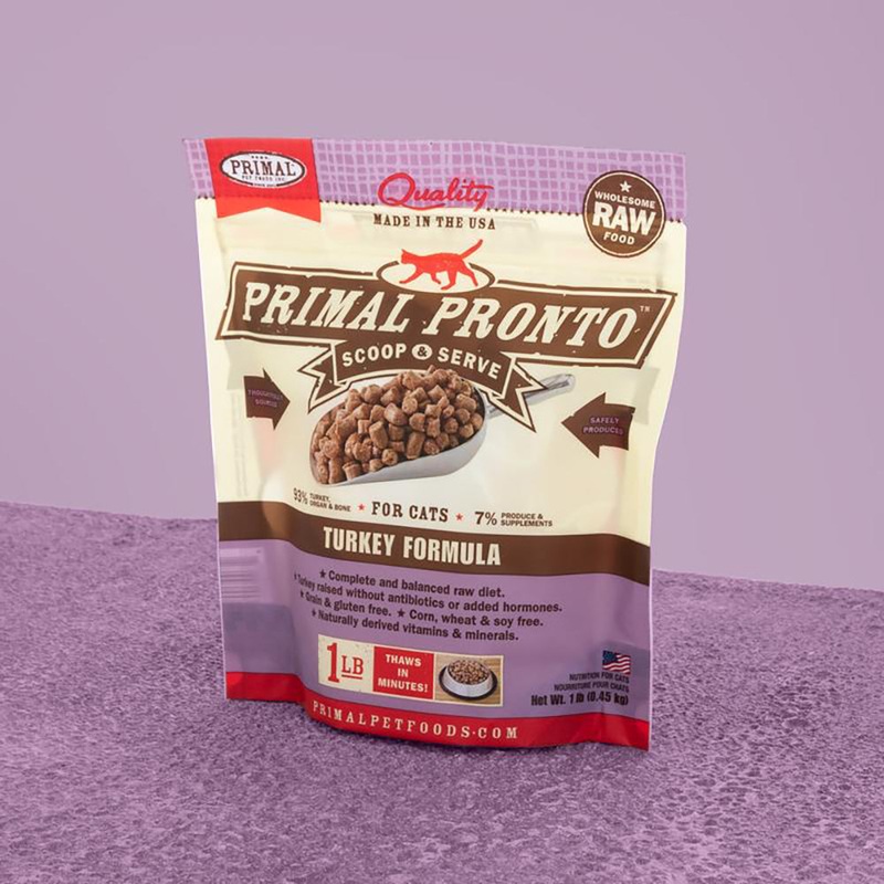 Primal Raw Frozen Pronto Turkey Formula Cat Food 1lb