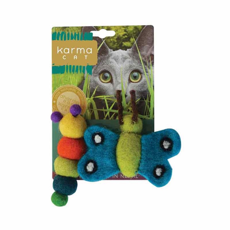 Distinctly Himalayan Karma Cat Woold Toy Caterpillar / Butterfly