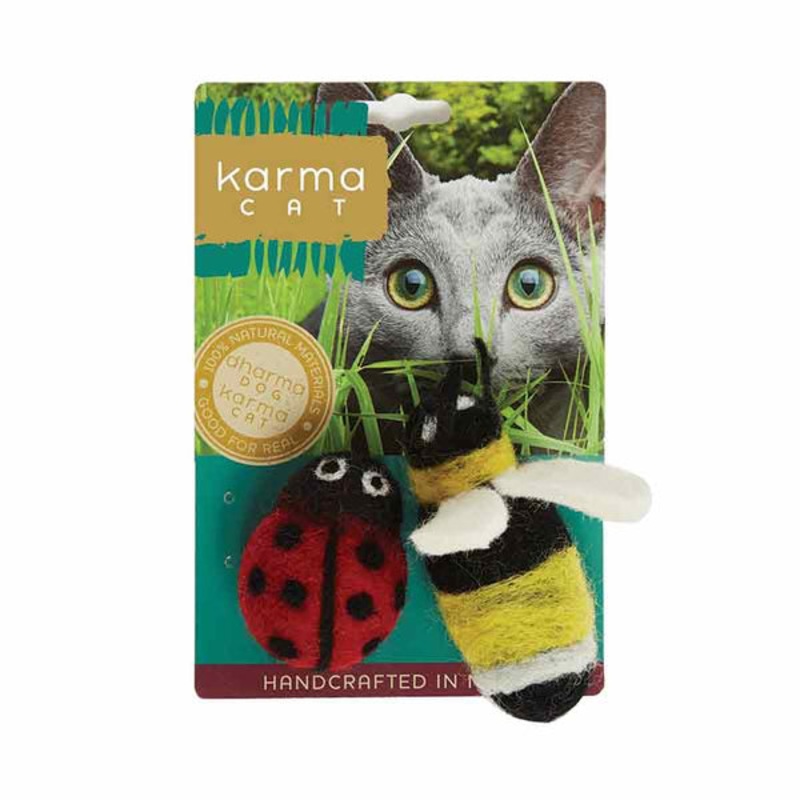 Distinctly Himalayan Karma Cat Woold Toy Ladybug & Bee Toy