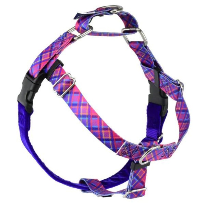 2 Hounds Design, Inc. Neon Sunrise Pink Plaid Freedom No-Pull Dog Harness 1 Large