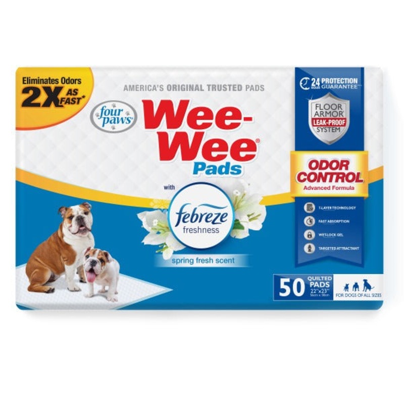4Paws Wee-Wee Odor Control Dog Training Pads With Febreze Freshness 50Pk