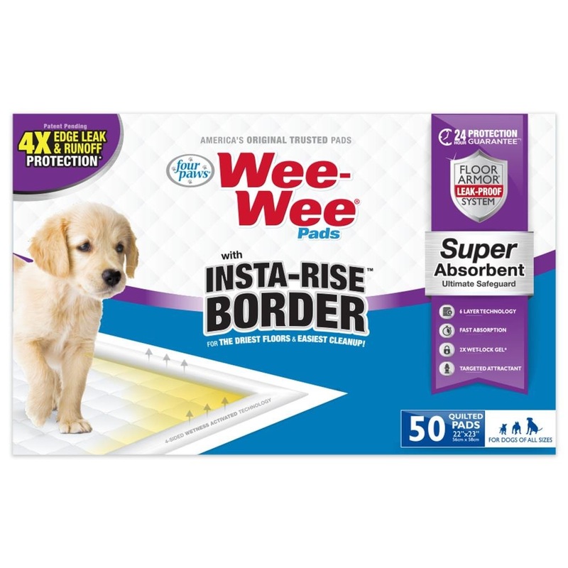 4Paws Wee-Wee Super Absorbent Pads With Insta-Rise Border 50Pk