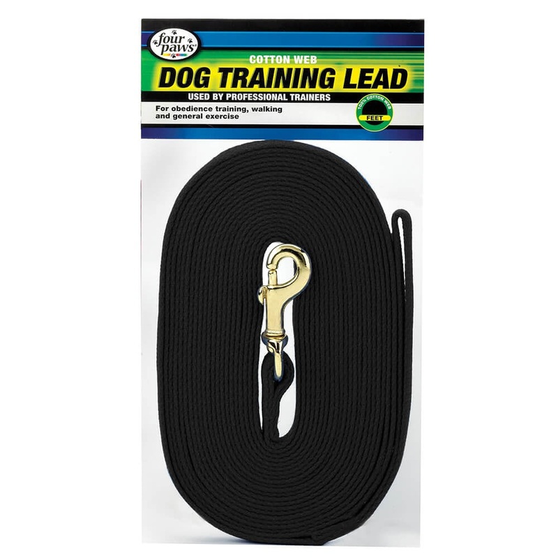 Four Paws Cotton Web Dog Training Lead 30′ Black