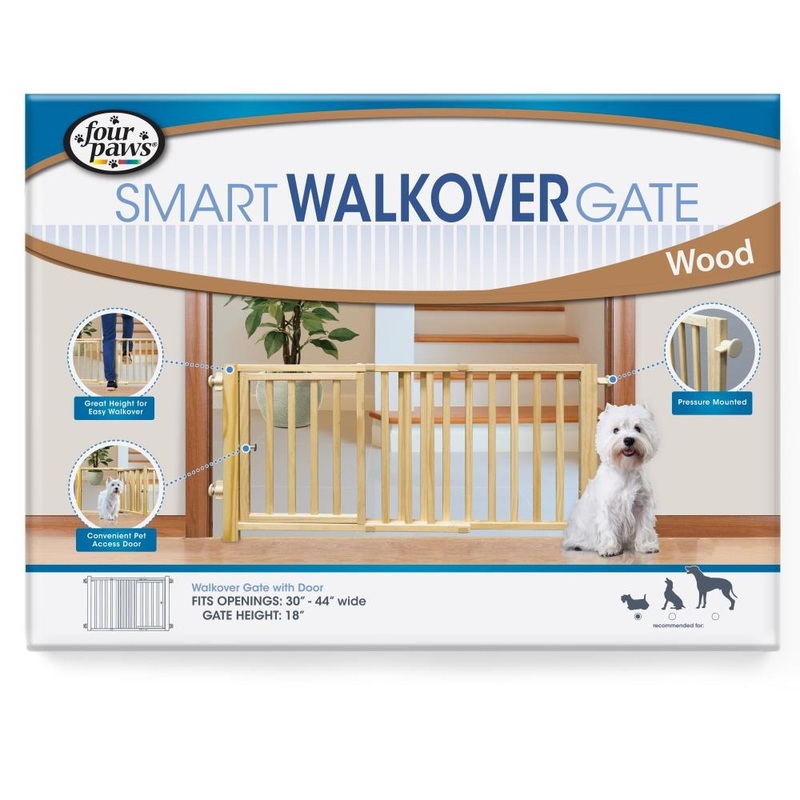 Four Paws Walkover Wood Dog Gate With Door