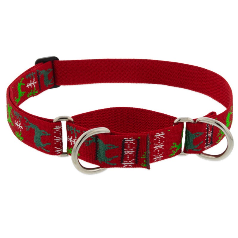 Lupine Martingale Training Collar 1 Wide 19-27 Neck Size Happy Holidays Red