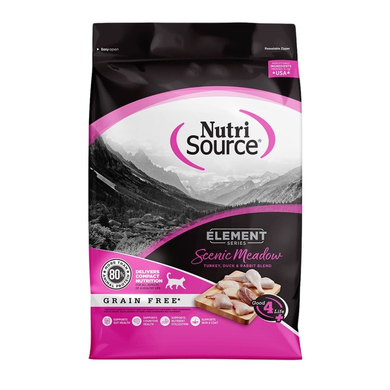 NutriSource Scenic Meadow Grain Free Turkey Duck & Rabbit Dry Cat Food 4lb