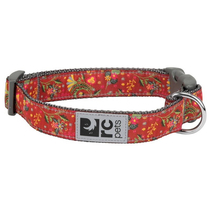 RC Pets Clip Dog Collar Clay Floral Medium 1 Width 12-20 Neck
