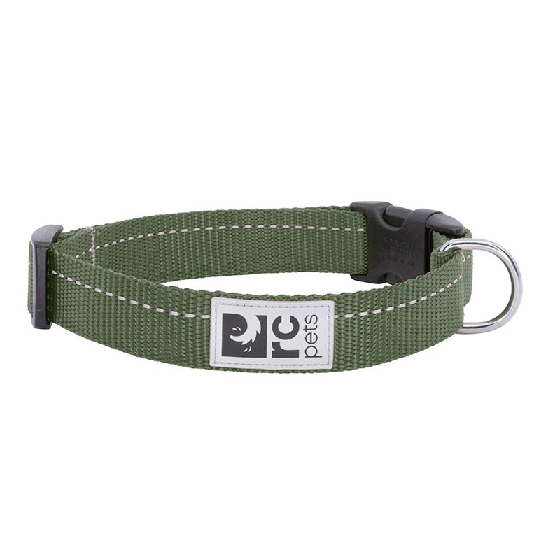 RC Pets Clip Dog Collar Dark Olive Large 1 Width 15-25 Neck