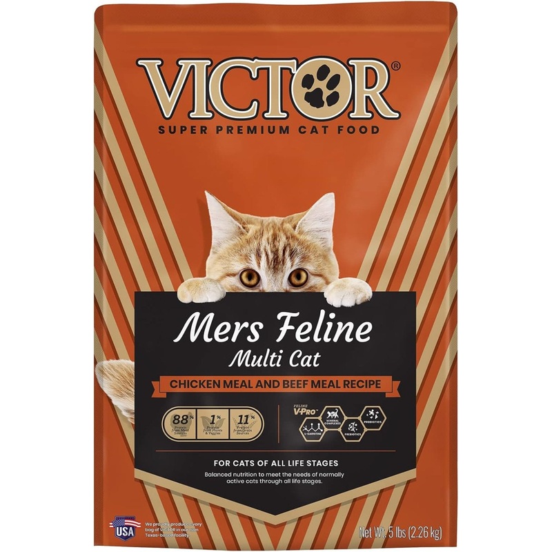 Victor Mers Classic Feline Chicken Beef Pork and Fish Cat Food 5lb