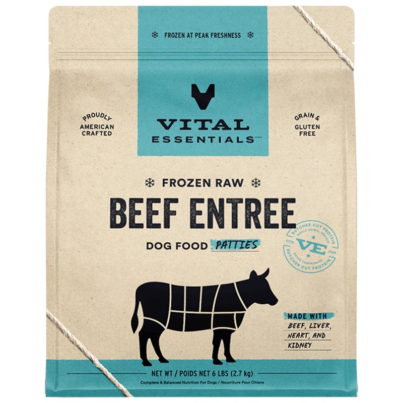 Vital Essentials Beef Patties Frozen Dog Food 6 lbs