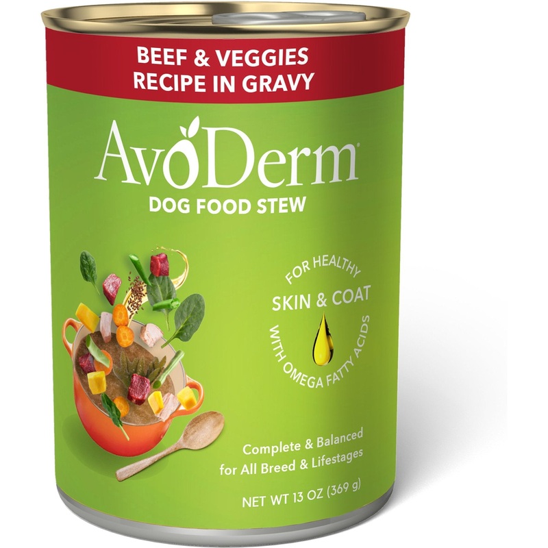 AvoDerm Grain-Free Wet Dog Food – Beef with Vegetables Stew- 13oz Can