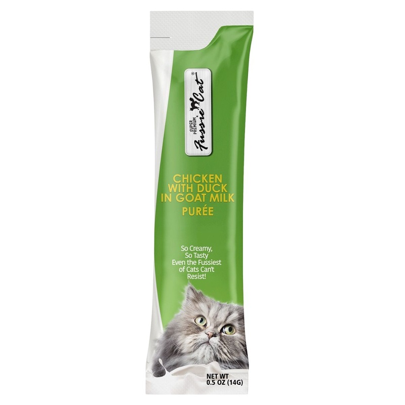 Fussie Cat Chicken Duck in Goat Milk Puree Cat Treats 4Pk