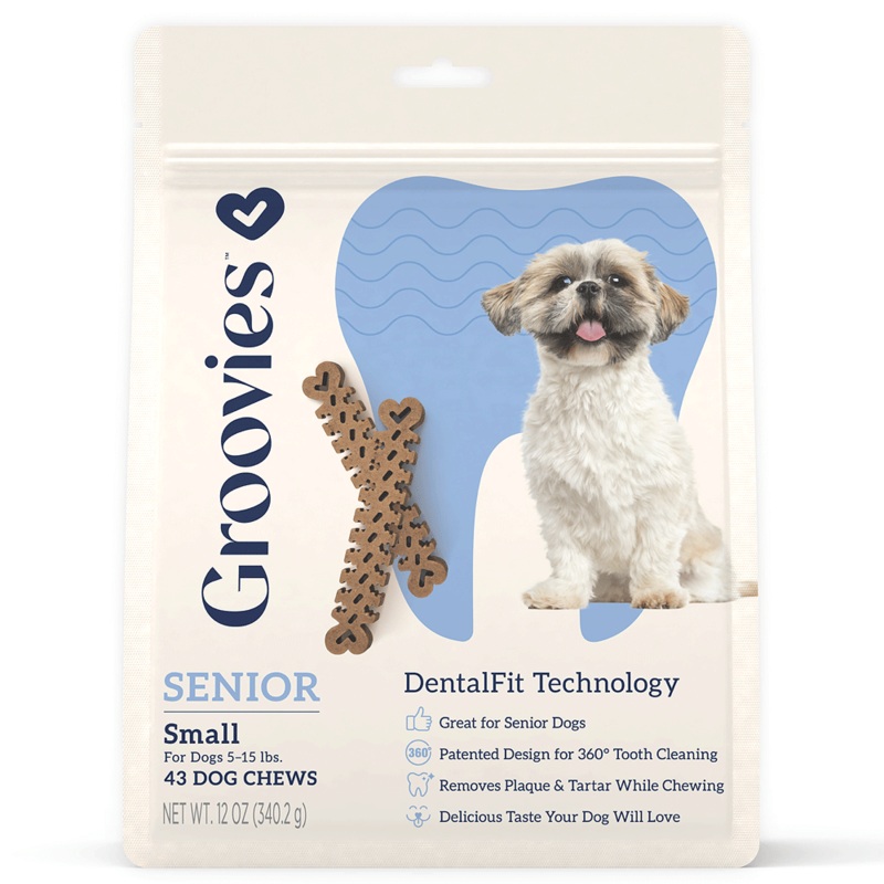 Groovies Senior Dog Dental Chews 12oz Small 43ct