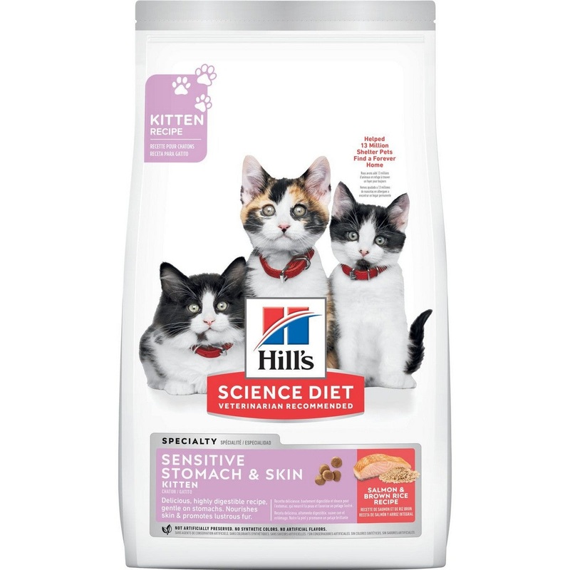 Hill’s Science Diet Kitten Sensitive Stomach & Skin Salmon & Brown Rice Dry Cat Food 6lb