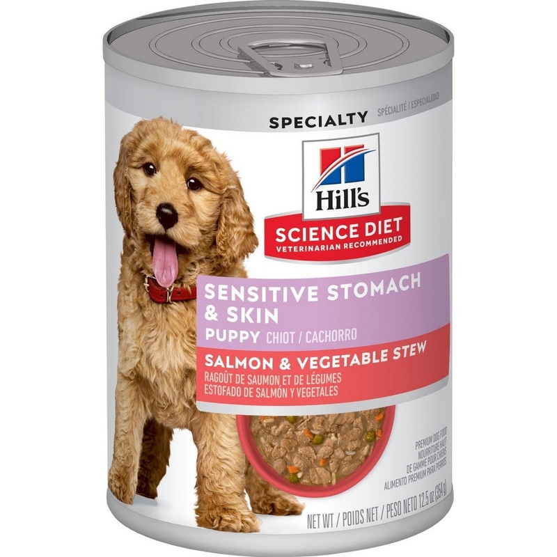 Hill’s Science Diet Puppy Sensitive Stomach & Skin Salmon & Vegetable Stew Dog Food 12.5oz
