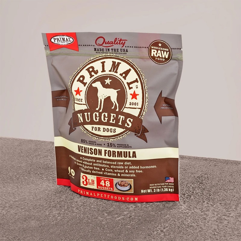 Primal Raw Frozen Nuggets Venison Formula Dog Food 3lb