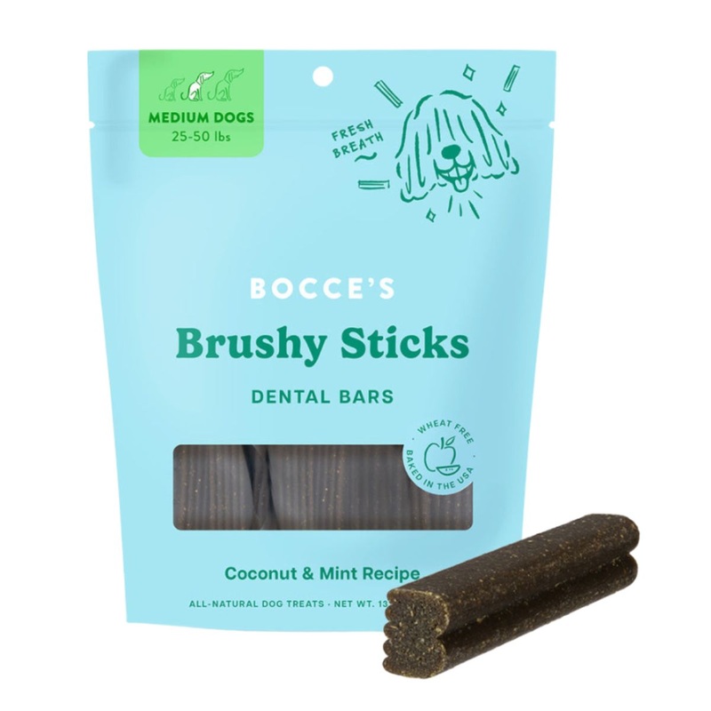 Bocce’s Brushy Sticks Dental Bars Dog Treats Medium 13oz
