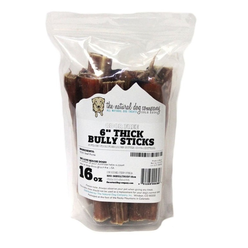 Natural Dog Company 6 Odor Free Bully Thick Sticks 16oz