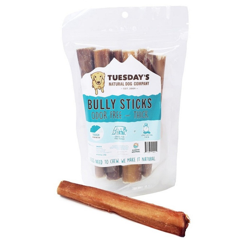 Natural Dog Company  6 Odor Free Thick Bully Sticks 8oz