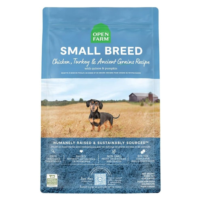 Open Farm Ancient Grains Small Breed Dry Dog Food – Chicken, Turkey, & Ancient Grain 4lb Bag