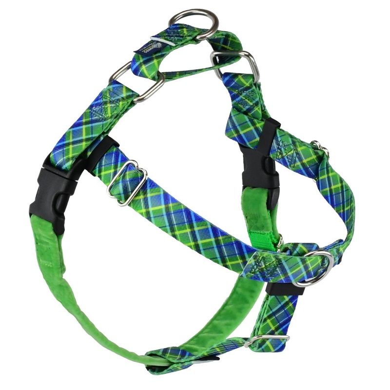 2 Hounds Design Freedom No-Pull Dog Harness Electric Glow Green Large