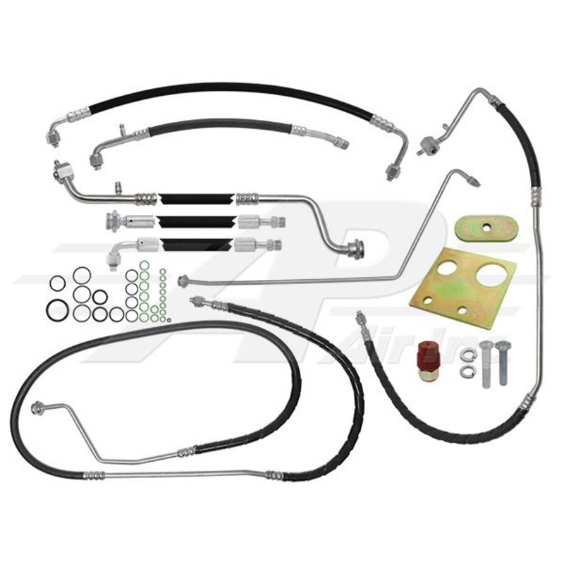 8 Piece Air Conditioning Hose And Steel Line Kit With Rubber Cab Post Lines for John Deere