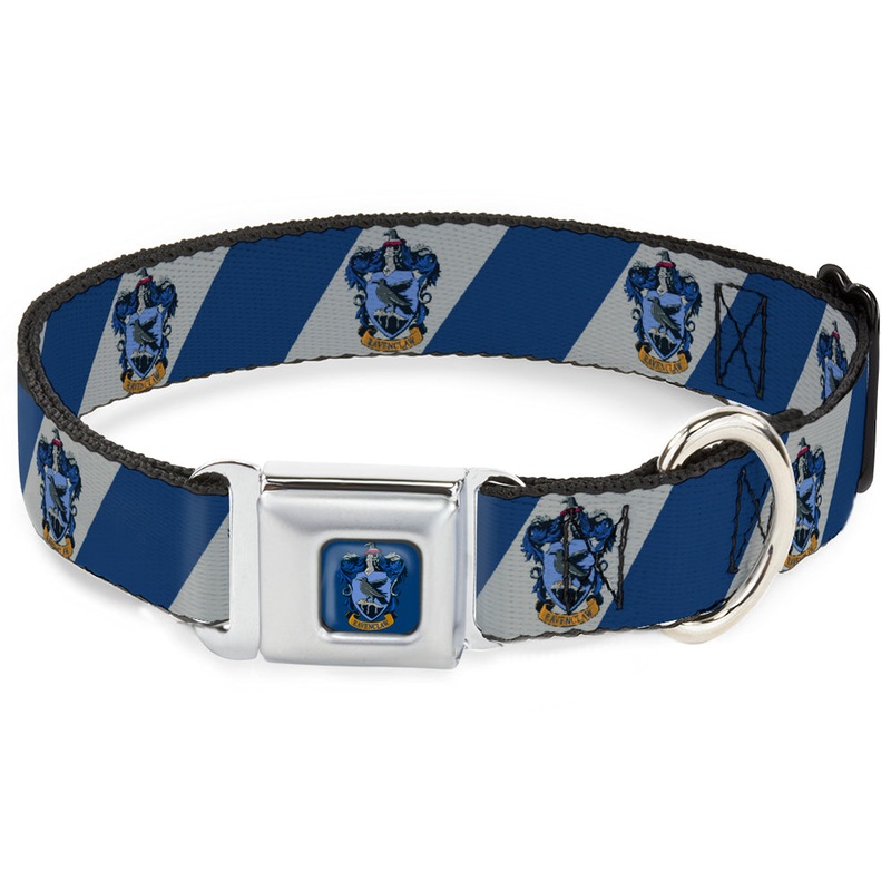 Buckele-Down RAVENCLAW Crest Full Color Blue Seatbelt Buckle Collar 9.5-13