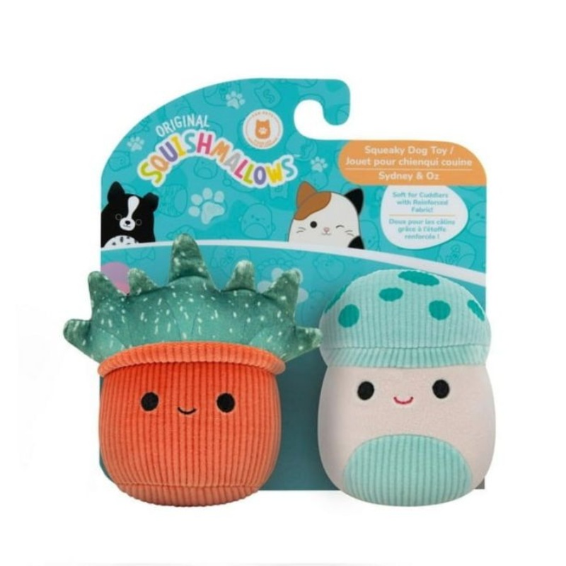 Squishmallows Squeaky Plant Dog Toys 2-Pack Sydney & Oz