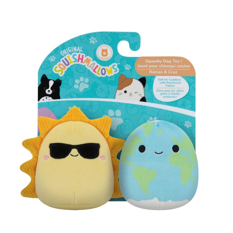 Squishmallows Squeaky Solar Dog Toys 2-Pack Roman & Cruz