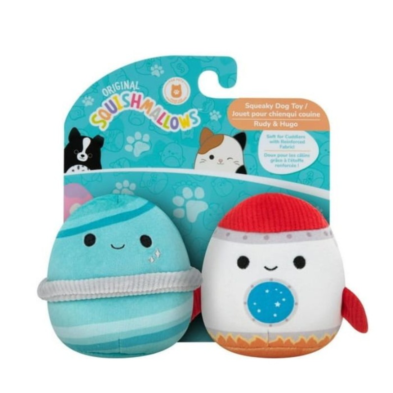 Squishmallows Squeaky Space Dog Toys 2-Pack Rudy & Hugo