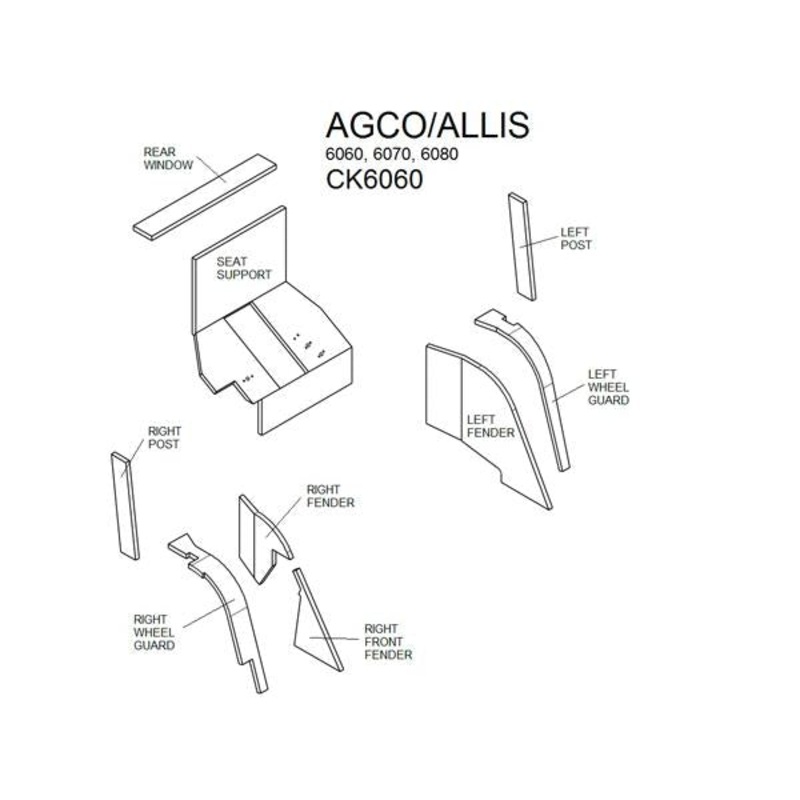 Agco/Allis 6000 Series Lower Cab Kit – Black for Agco/Allis