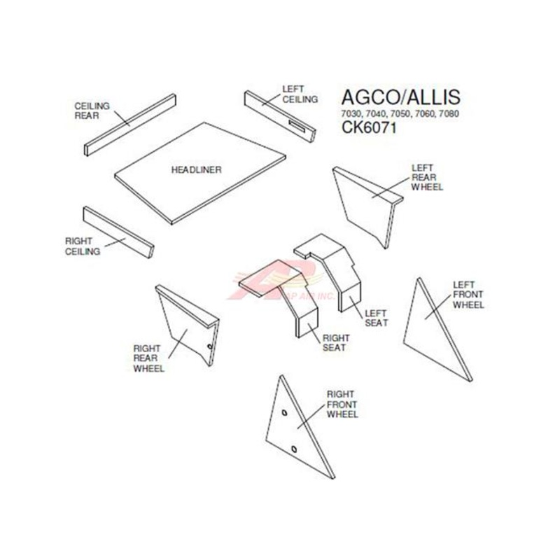 Agco/Allis 7000 Series Lower Cab Kit W/ Headliner – Black for Agco/Allis