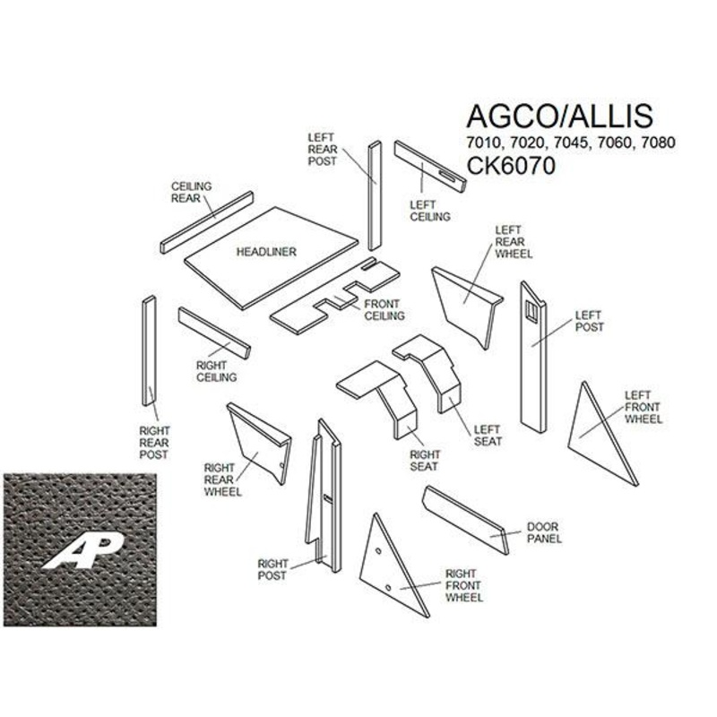 Agco/Allis 7000 Series Lower Cab Kit With Headliner – Black for Agco/Allis