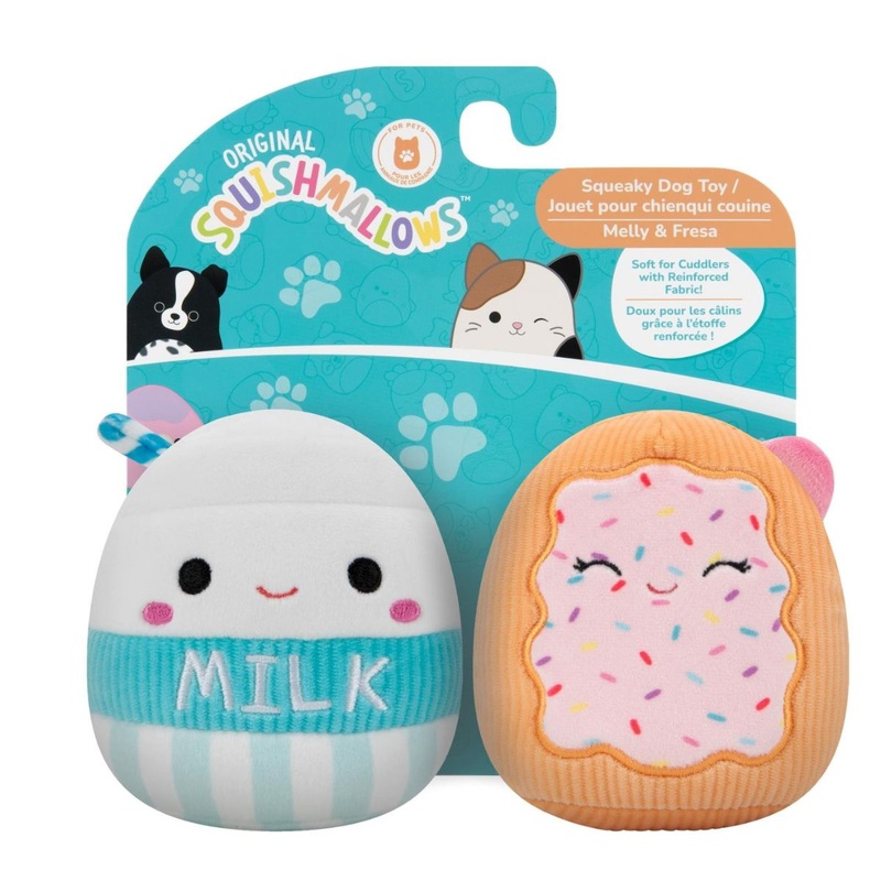 Squishmallows Squeaky Plush Dog Toys Breakfast 2-Pack Melly & Fresa