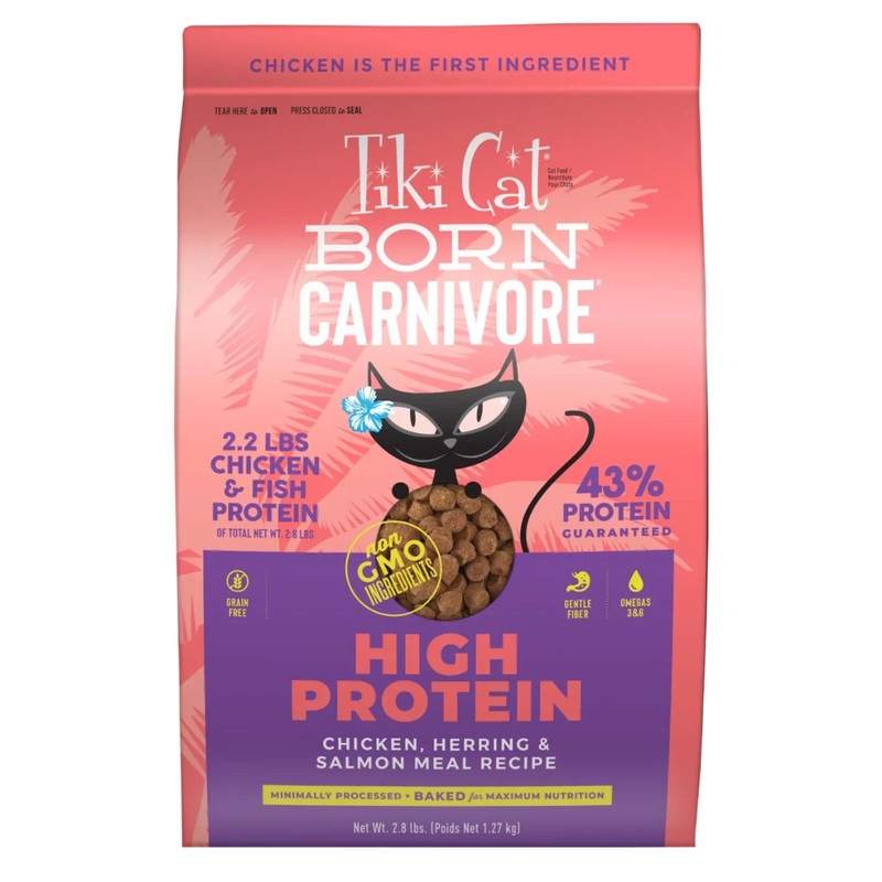 Tiki Cat Born Carnivore High Protein: Chicken, Herring & Salmon Dry Food 11.1lb