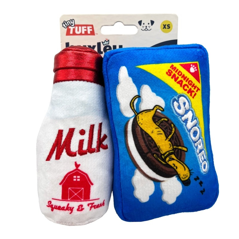 Huxley & Kent Tiny Tuff Milk & Cookies 2Pk Dog Toys