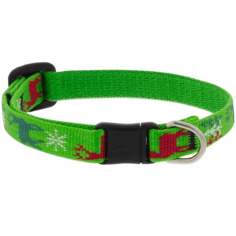 Lupine Cat Collar 1/2 Wide 8-12 Neck Size Happy Holidays Green