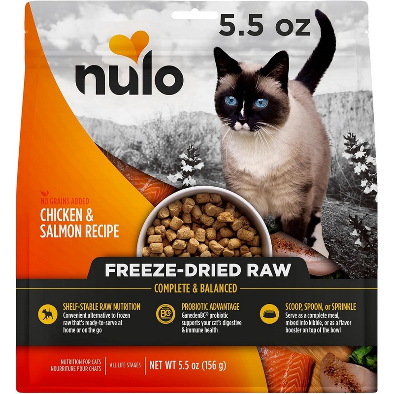 Nulo Freeze-Dried Raw Grain Free Cat Food – Chicken & Salmon, 5.5oz Bag
