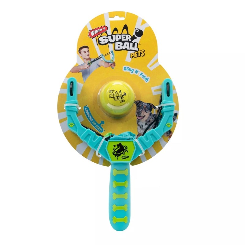 Wham-O Pets Sling ‘N’ Fetch Launcher Squeaky Ball Dog Toy Blue